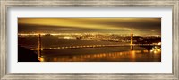 Golden Gate Bridge and San Francisco Skyline Lit Up at Night Fine Art Print