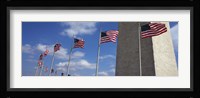 American flags in front of an obelisk, Washington Monument, Washington DC, USA Fine Art Print
