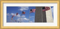 American flags in front of an obelisk, Washington Monument, Washington DC, USA Fine Art Print