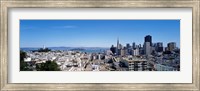 High angle view of a city, Coit Tower, Telegraph Hill, Bay Bridge, San Francisco, California, USA Fine Art Print