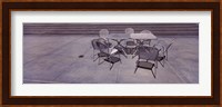 Tables with chairs on a street, San Jose, Santa Clara County, California, USA Fine Art Print
