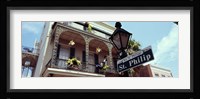 Street name signboard on a lamppost, St. Philip Street, French Market, French Quarter, New Orleans, Louisiana, USA Fine Art Print