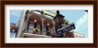 Street name signboard on a lamppost, St. Philip Street, French Market, French Quarter, New Orleans, Louisiana, USA Fine Art Print