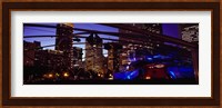 Buildings lit up at night, Millennium Park, Chicago, Cook County, Illinois, USA Fine Art Print