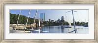 Sailboats in a river with city in the background, Charles River, Back Bay, Boston, Suffolk County, Massachusetts, USA Fine Art Print