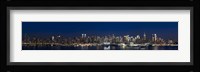 Buildings in a city lit up at dusk, Hudson River, Midtown Manhattan, Manhattan, New York City, New York State, USA Fine Art Print