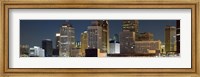 Buildings in a city lit up at night, Detroit River, Detroit, Michigan Fine Art Print