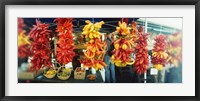 Strands of chili peppers hanging in a market stall, Pike Place Market, Seattle, King County, Washington State, USA Fine Art Print