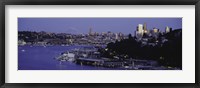 City skyline at the lakeside with Mt Rainier in the background, Lake Union, Seattle, King County, Washington State, USA Fine Art Print