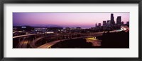 City lit up at dusk, Seattle, King County, Washington State, USA 2010 Fine Art Print