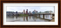 Bridge across a river with city skyline in the background, Willamette River, Portland, Oregon 2010 Fine Art Print