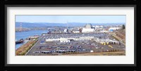 High angle view of large parking lots, Willamette River, Portland, Multnomah County, Oregon, USA Fine Art Print