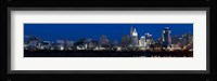 Cincinnati skyline and John A. Roebling Suspension Bridge at twilight from across the Ohio River, Hamilton County, Ohio, USA Fine Art Print