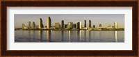 Reflection of skyscrapers in water at sunset, San Diego, California, USA Fine Art Print