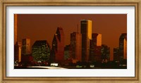 Skyscrapers in a city at sunset, Houston, Texas, USA Fine Art Print