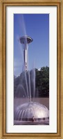 Fountain with a tower in the background, Space Needle, Seattle, King County, Washington State, USA Fine Art Print