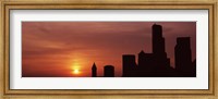 Silhouette of buildings at dusk, Seattle, Washington State Fine Art Print