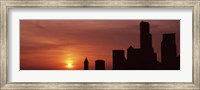 Silhouette of buildings at dusk, Seattle, Washington State Fine Art Print