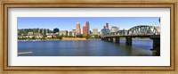 Bridge across the river, Hawthorne Bridge, Willamette River, Portland, Multnomah County, Oregon, USA Fine Art Print