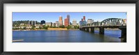 Bridge across the river, Hawthorne Bridge, Willamette River, Portland, Multnomah County, Oregon, USA Fine Art Print