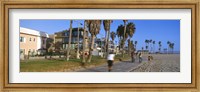 People riding bicycles near a beach, Venice Beach, City of Los Angeles, California, USA Fine Art Print