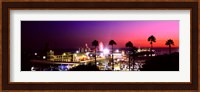 Amusement park lit up at night, Santa Monica Beach, Santa Monica, Los Angeles County, California, USA Fine Art Print