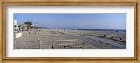 Tourists playing volleyball on the beach, Santa Monica, Los Angeles County, California, USA Fine Art Print
