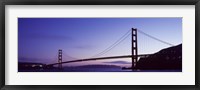 Silhouette of suspension bridge across a bay, Golden Gate Bridge, San Francisco Bay, San Francisco, California, USA Fine Art Print