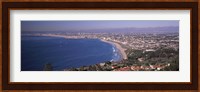 Aerial view of a city at coast, Santa Monica Beach, Beverly Hills, Los Angeles County, California, USA Fine Art Print