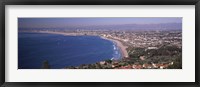 Aerial view of a city at coast, Santa Monica Beach, Beverly Hills, Los Angeles County, California, USA Fine Art Print