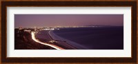 City lit up at night, Highway 101, Santa Monica, Los Angeles County, California, USA Fine Art Print