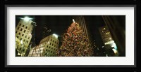 Christmas tree lit up at night, Rockefeller Center, Manhattan, New York State Fine Art Print