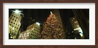 Christmas tree lit up at night, Rockefeller Center, Manhattan, New York State Fine Art Print
