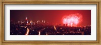 Fireworks display at night over a city, New York City, New York State, USA Fine Art Print