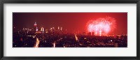 Fireworks display at night over a city, New York City, New York State, USA Fine Art Print