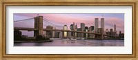 Bridge across a river, Brooklyn Bridge, Manhattan, New York City, New York State, USA Fine Art Print