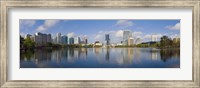 Reflection of buildings in a lake, Lake Eola, Orlando, Orange County, Florida, USA 2010 Fine Art Print