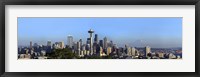 Buildings in a city with mountains in the background, Space Needle, Mt Rainier, Seattle, King County, Washington State, USA 2010 Fine Art Print