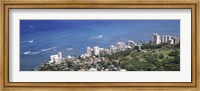 Aerial view of a city at waterfront, Honolulu, Oahu, Honolulu County, Hawaii, USA 2010 Fine Art Print