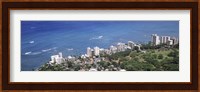 Aerial view of a city at waterfront, Honolulu, Oahu, Honolulu County, Hawaii, USA 2010 Fine Art Print