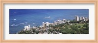 Aerial view of a city at waterfront, Honolulu, Oahu, Honolulu County, Hawaii, USA 2010 Fine Art Print