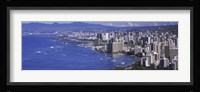 High angle view of a city at waterfront, Honolulu, Oahu, Honolulu County, Hawaii Fine Art Print