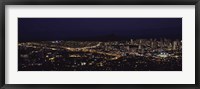 Aerial view of a city lit up at night, Honolulu, Oahu, Honolulu County, Hawaii, USA 2010 Fine Art Print