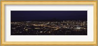 Aerial view of a city lit up at night, Honolulu, Oahu, Honolulu County, Hawaii, USA 2010 Fine Art Print