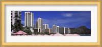 Skyscrapers at the waterfront, Honolulu, Oahu, Hawaii, USA Fine Art Print