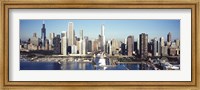 Skyscrapers in a city, Navy Pier, Chicago Harbor, Chicago, Cook County, Illinois, USA 2011 Fine Art Print
