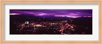 Aerial view of a city lit up at night, Asheville, Buncombe County, North Carolina, USA 2011 Fine Art Print