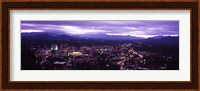 Aerial view of a city lit up at dusk, Asheville, Buncombe County, North Carolina, USA 2011 Fine Art Print