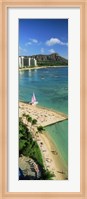 Aerial view of a beach, Diamond Head, Waikiki Beach, Oahu, Honolulu, Hawaii, USA Fine Art Print