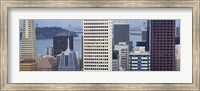 Skyscrapers in the financial district with the bay bridge in the background, San Francisco, California, USA 2011 Fine Art Print